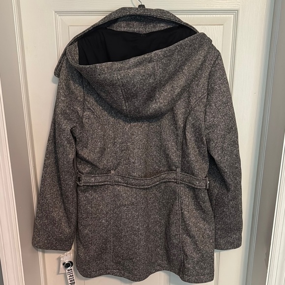 NWT Women's Charcoal Peacoat with Removable Hood - Picture 8 of 10